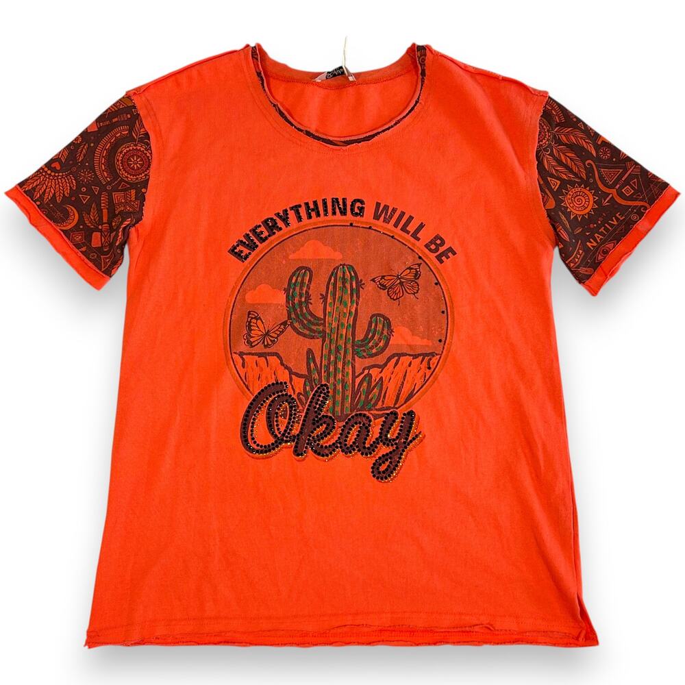 Delila Womens Small Shirt Orange Cowgirl 100% Cotton NWT